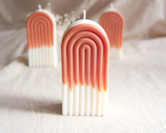 Bougie design décorative arche blanche terracotta