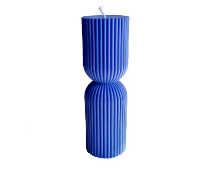 Bougie design décorative colonne bleue