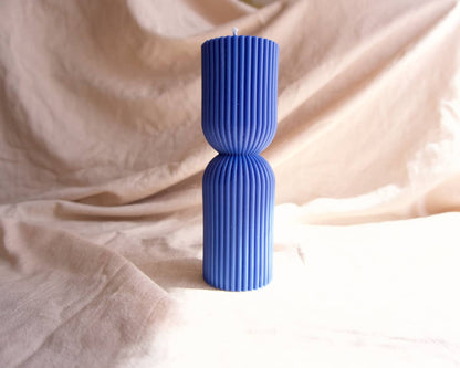 Bougie design décorative colonne bleue